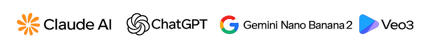 ClaudeAI, ChatGPT, Google Nano Banana, Gemini VEO3