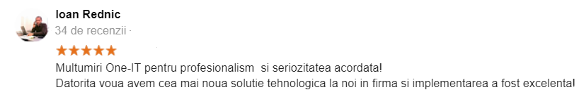 Recenzie client Ioan Rednic - echipamente tehnologice IT